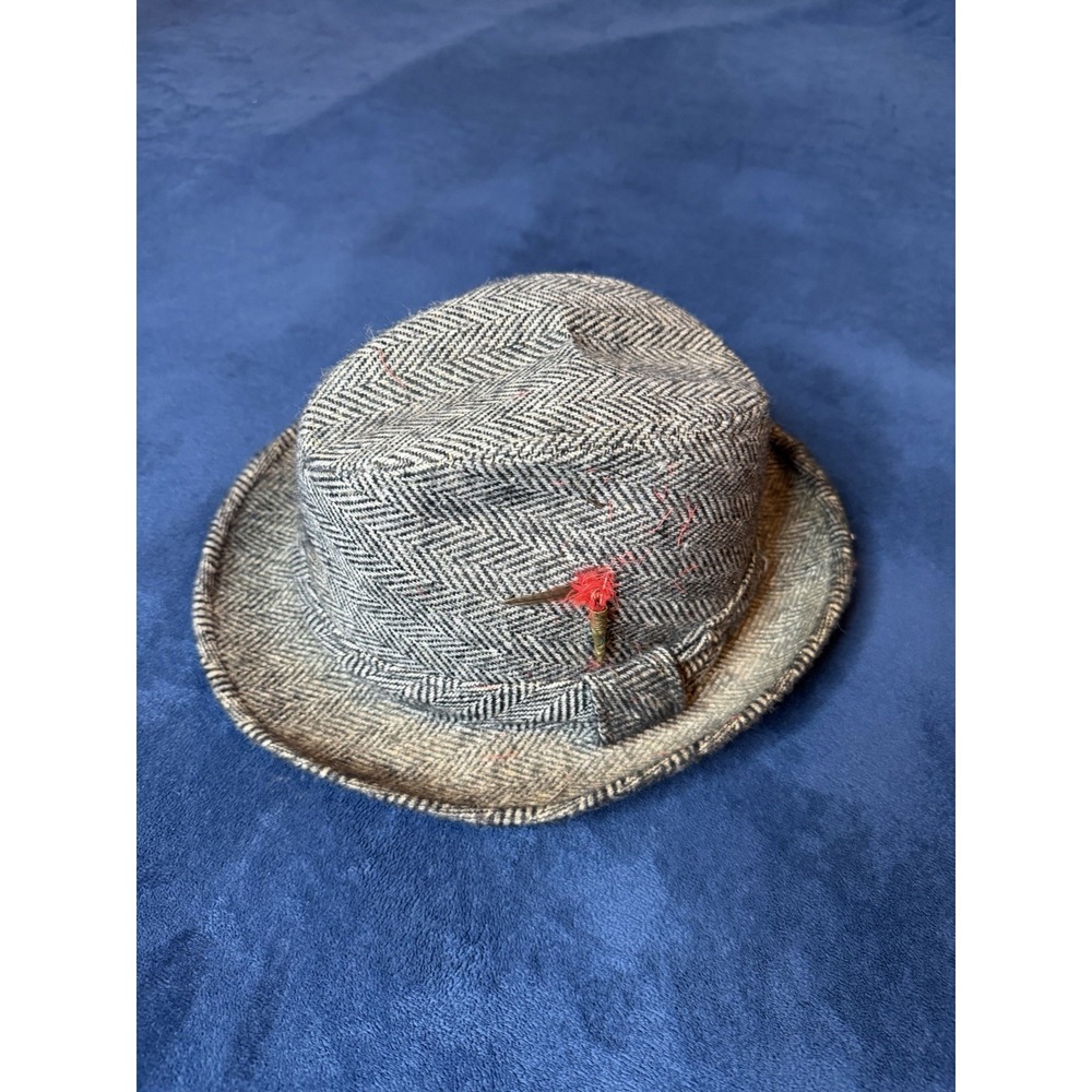 Dorfman Pacific Hat Wool Herringbone Fedora Grey Blue Size 7 1/4 Mens Accessory
